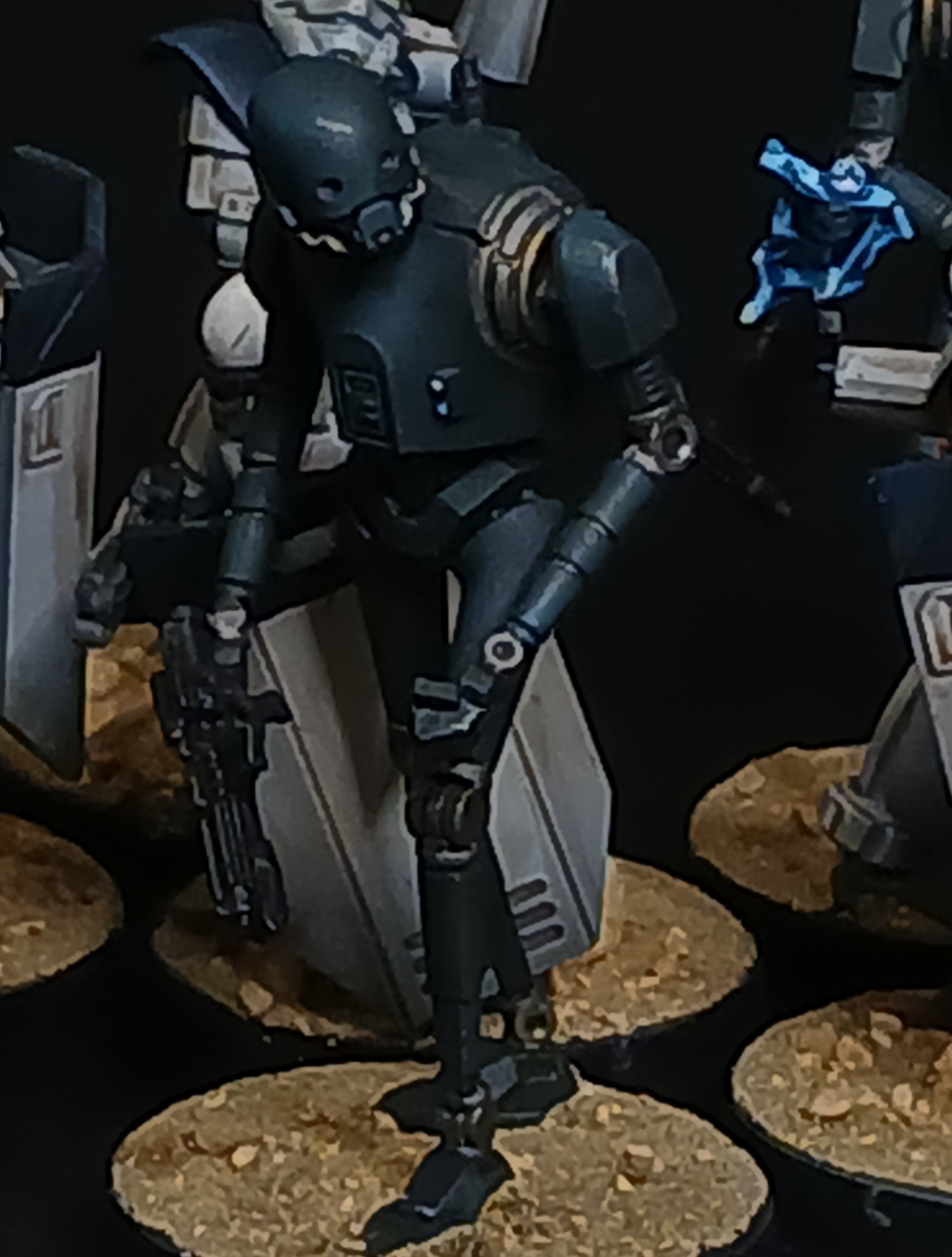 Painted Star Wars Legion stormtrooper riot squad with KX droid